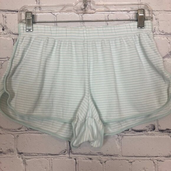 Lake Pima Cotton Pajama Shorts Size XS White Turquoise Stripe - Picture 1 of 5